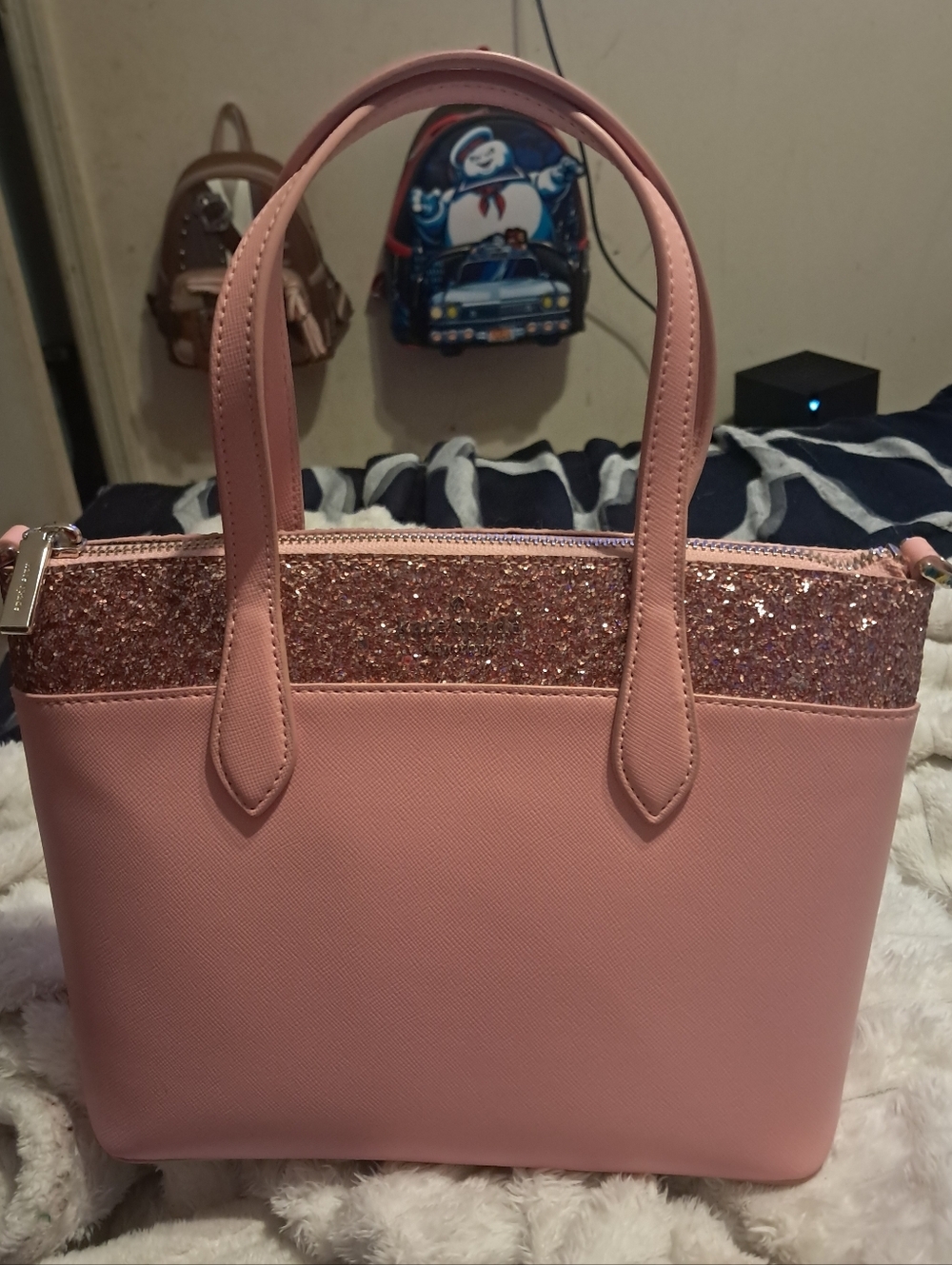 Kate Spade New York Flash Glitter Pink Tote Saffiano EUC - Picture 3 of 6